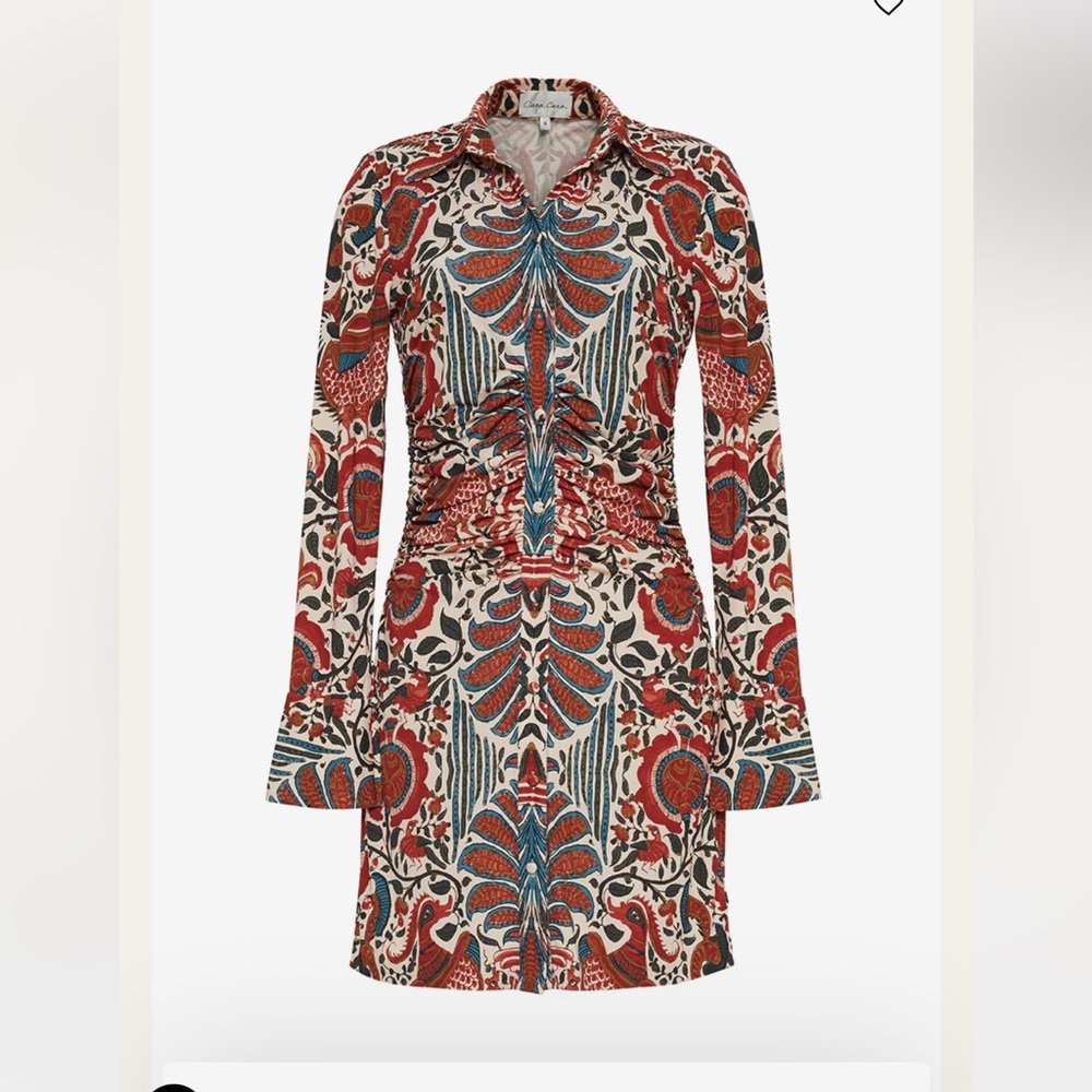 Cara Cara Red and Orange Sheath Dress with Bell Sleeves